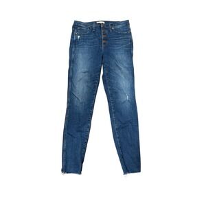 Madewell Size 30 High Rise Skinny Jeans Button Fly Distressed Medium Wash